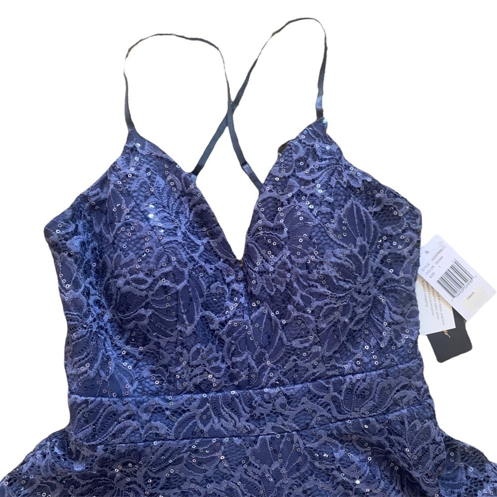 Jodi Kristopher New With Tags Juniors Size 1 Blue Sequin High Low Party Dress - Picture 5 of 9